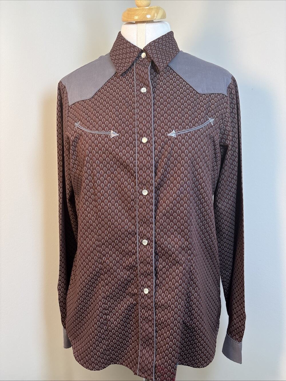 Roper Western Pearl Snap Shirt W/M Geometric Rodeo Rockabilly